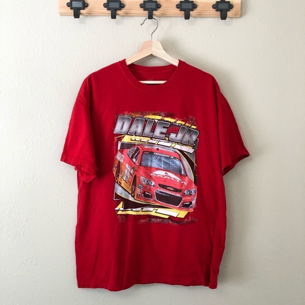 Nascar Men's Red Dale Earnhardt Jr Large Graphic Car & 88 Print T-Shirt Sz L XL